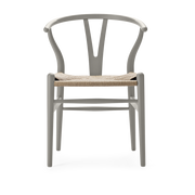 Chaise en hêtre soft silver gray et assise tissée naturelle 76cm CH24 - Carl Hansen & Søn