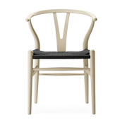 Stuhl aus Buche soft barley und gewebter Sitzfläche schwarz 76cm CH24 -. Carl Hansen & Søn