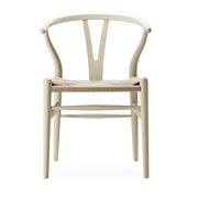 Beech chair soft barley and natural woven seat 76cm CH24 - Carl Hansen & Søn