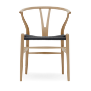 Stuhl aus lackiertem Buchenholz und schwarz gewebter Sitzfläche 76cm CH24 - Carl Hansen & Søn