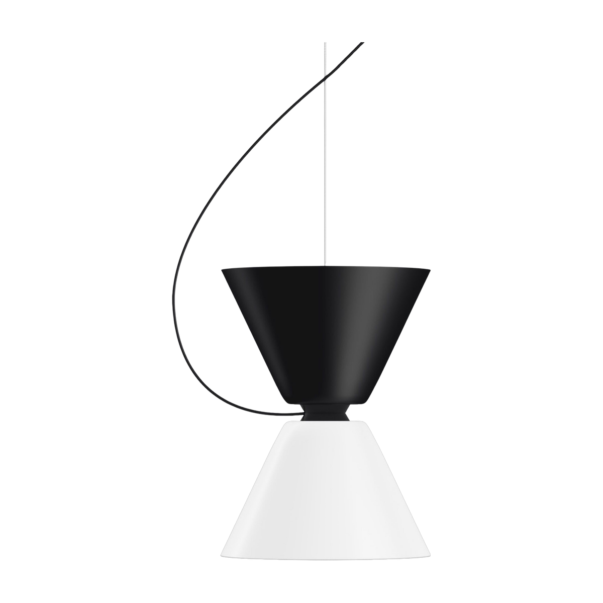 19x14xcm black and white lacquered steel pendant Alphabeta - Hem