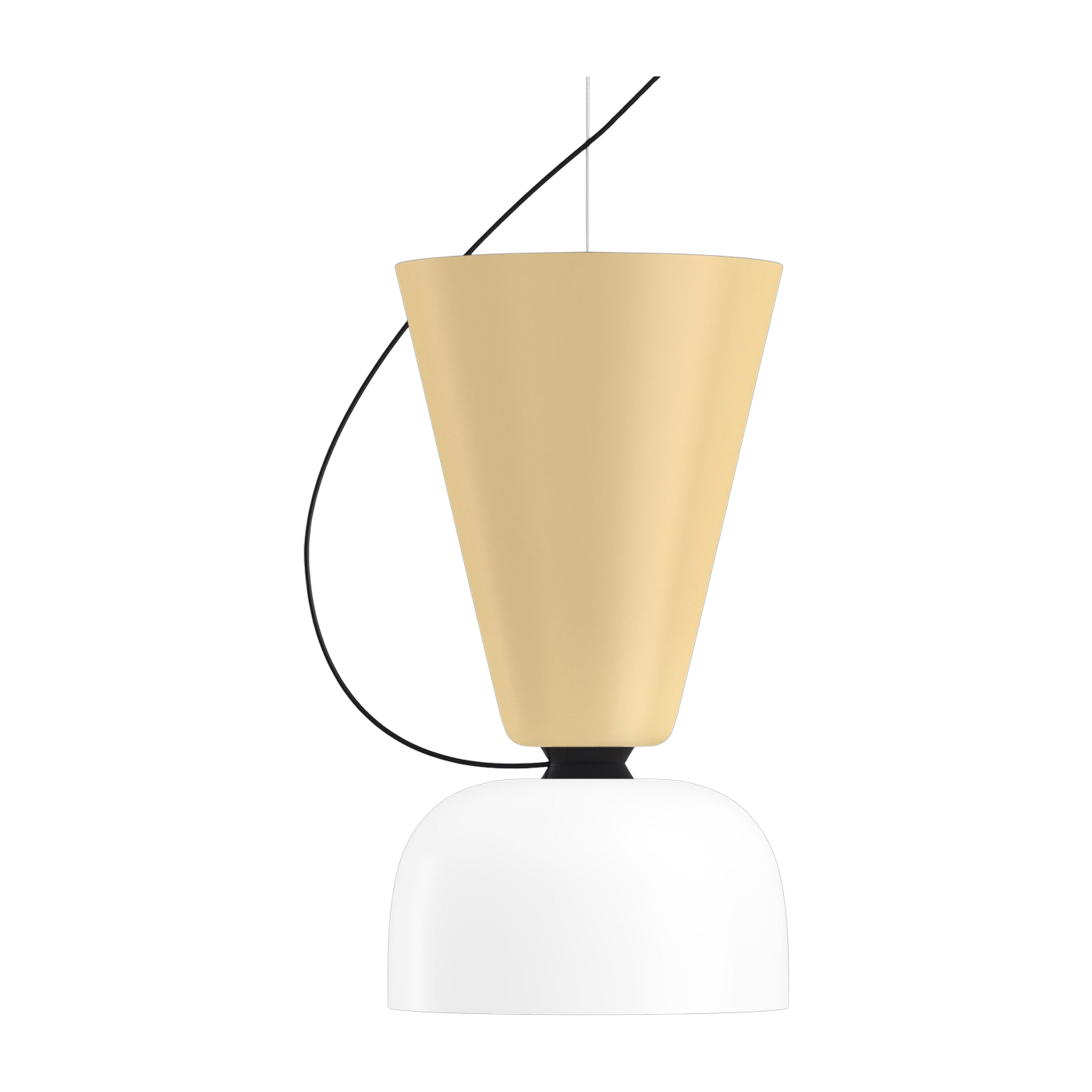 Beige and white lacquered steel pendant lamp 26x14cm Alphabeta - Hem