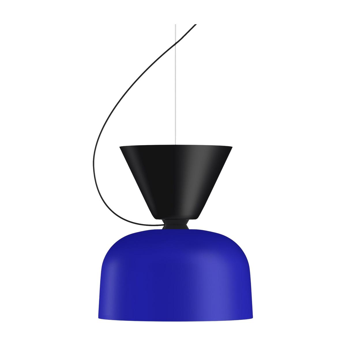 Ultramarine blue and black lacquered steel pendant lamp 18x14cm Alphabeta - Hem