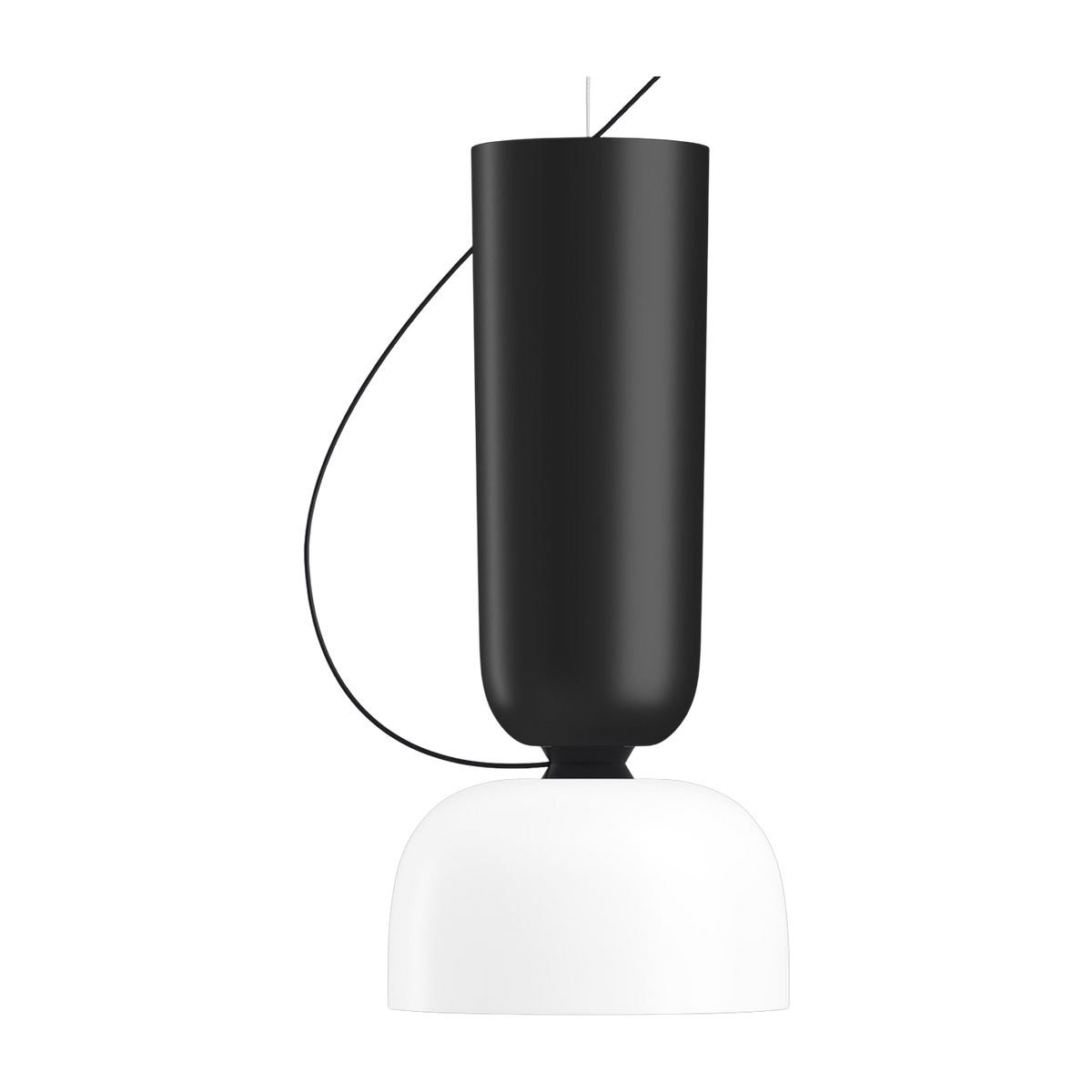 Black and white lacquered steel pendant light 42x19cm Alphabeta - Hem