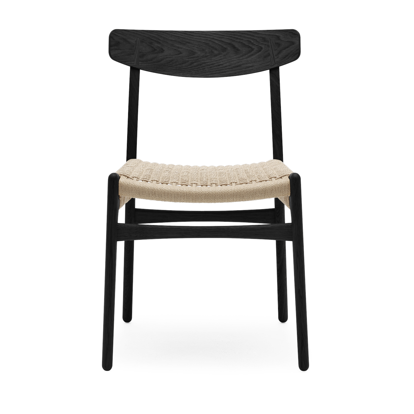Sedia in rovere tinto nero con seduta intrecciata naturale 78, 5 cm - CH23 Carl Hansen & Søn