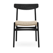 Stuhl aus schwarz gebeizter Eiche und naturgewebter Sitzfläche 78, 5cm CH23 -. Carl Hansen & Søn