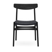 Stuhl aus schwarz gebeizter Eiche und schwarz gewebter Sitzfläche 78, 5cm CH23 -. Carl Hansen & Søn