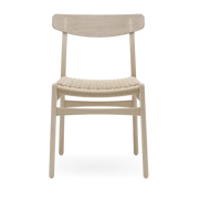 Chaise en chêne savonné et assise tissée naturelle 78,5cm CH23 - Carl Hansen & Søn