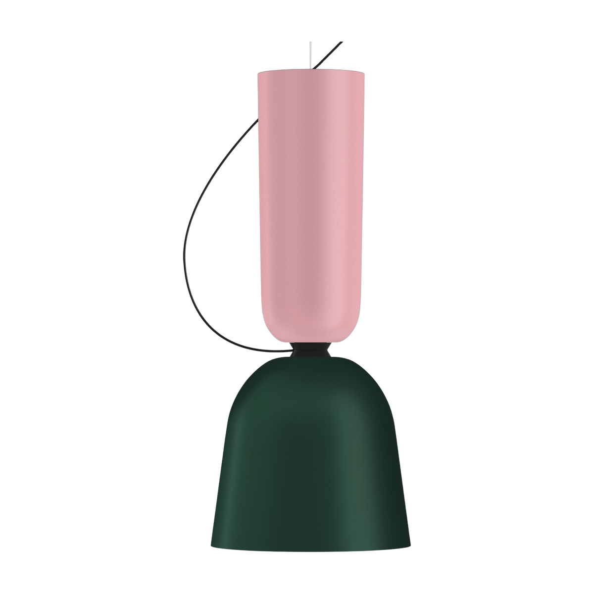 Suspension lamp in dark green and pink lacquered steel 37. 5x16cm Alphabeta - Hem