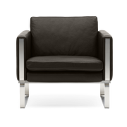 Fauteuil en cuir thor 306 et structure en acier inoxydable 78cm CH101 - Carl Hansen & Søn