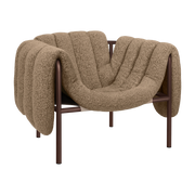 Poltrona lounge Puffy in lana marrone e acciaio Hem