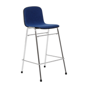Touchwood Sedia da bar da 65 cm in tessuto blu e struttura in argento - Hem