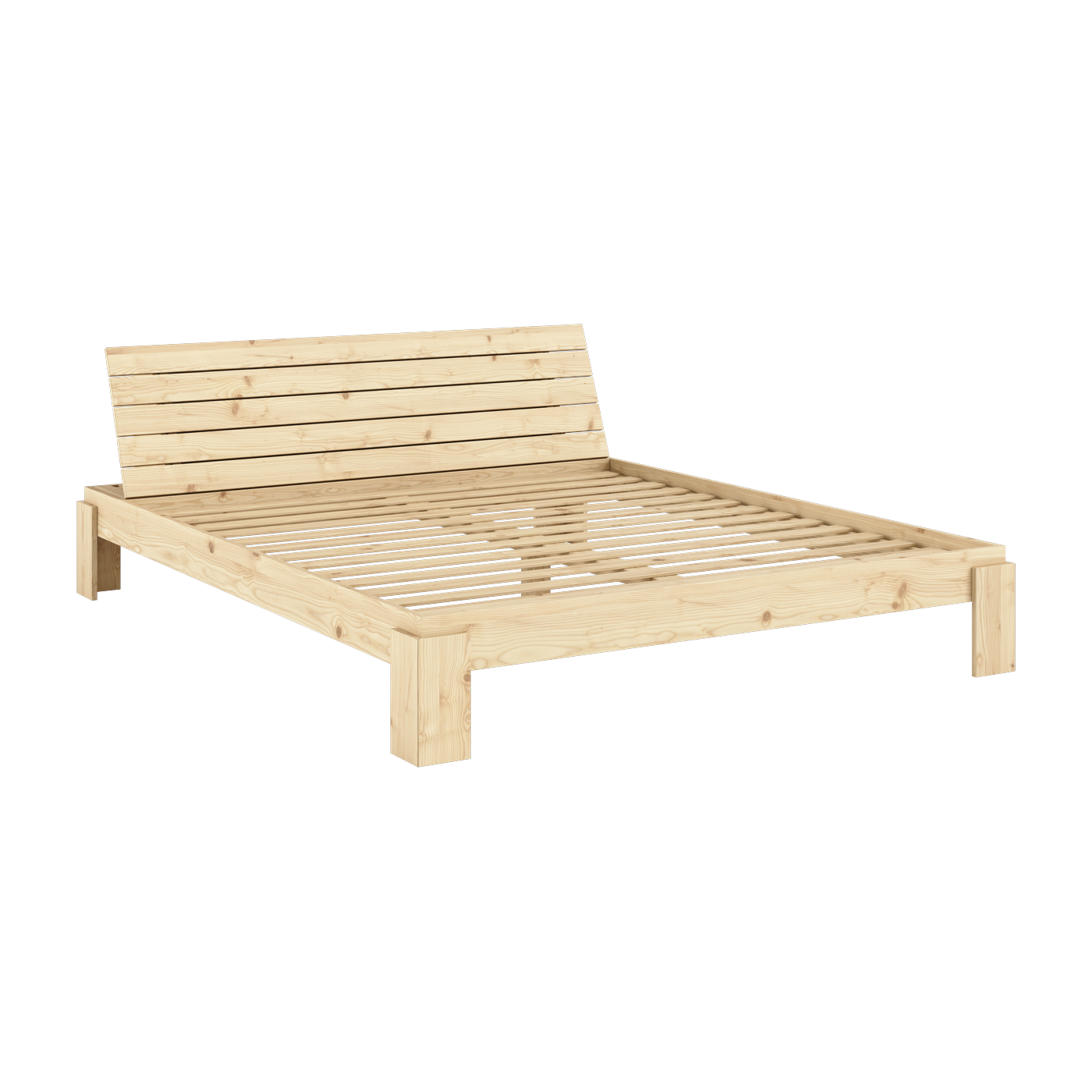 Sommier et tête de lit avec rangement en pin naturel 180x200cm Layers - Karup Design