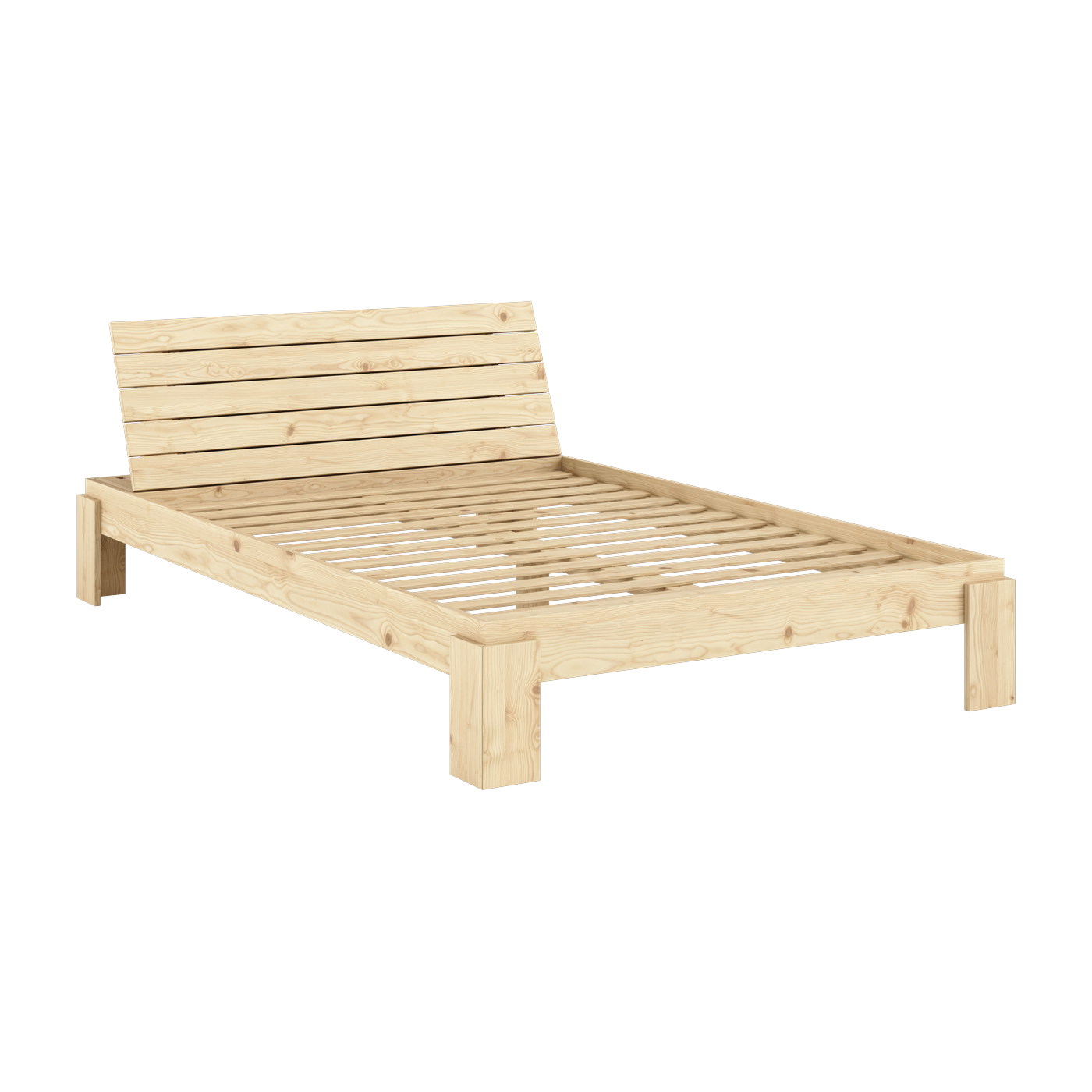 Sommier et tête de lit avec rangement en pin naturel 140x200cm Layers - Karup Design