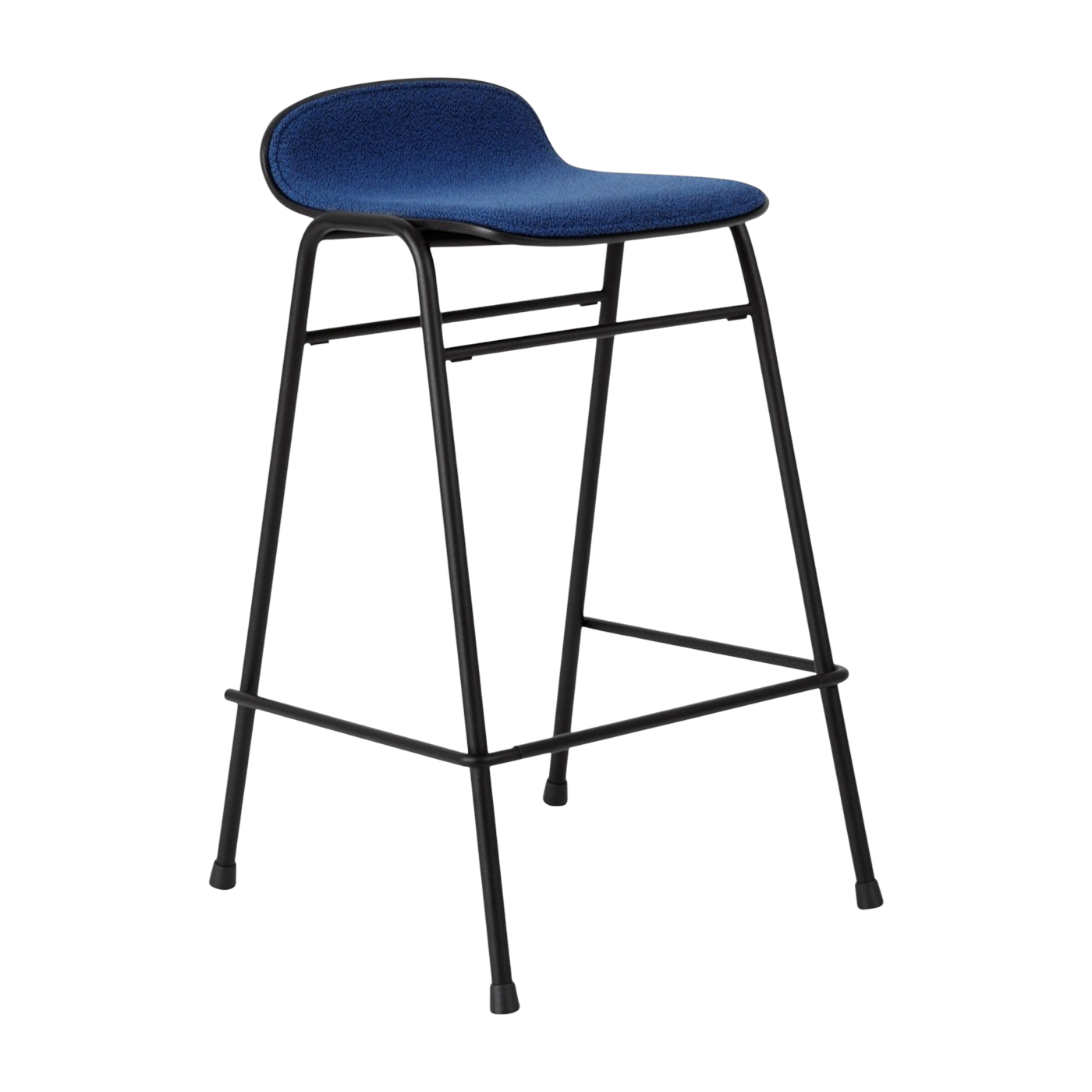 Touchwood Taburete de bar de 65 cm en tela azul y marco negro - Hem