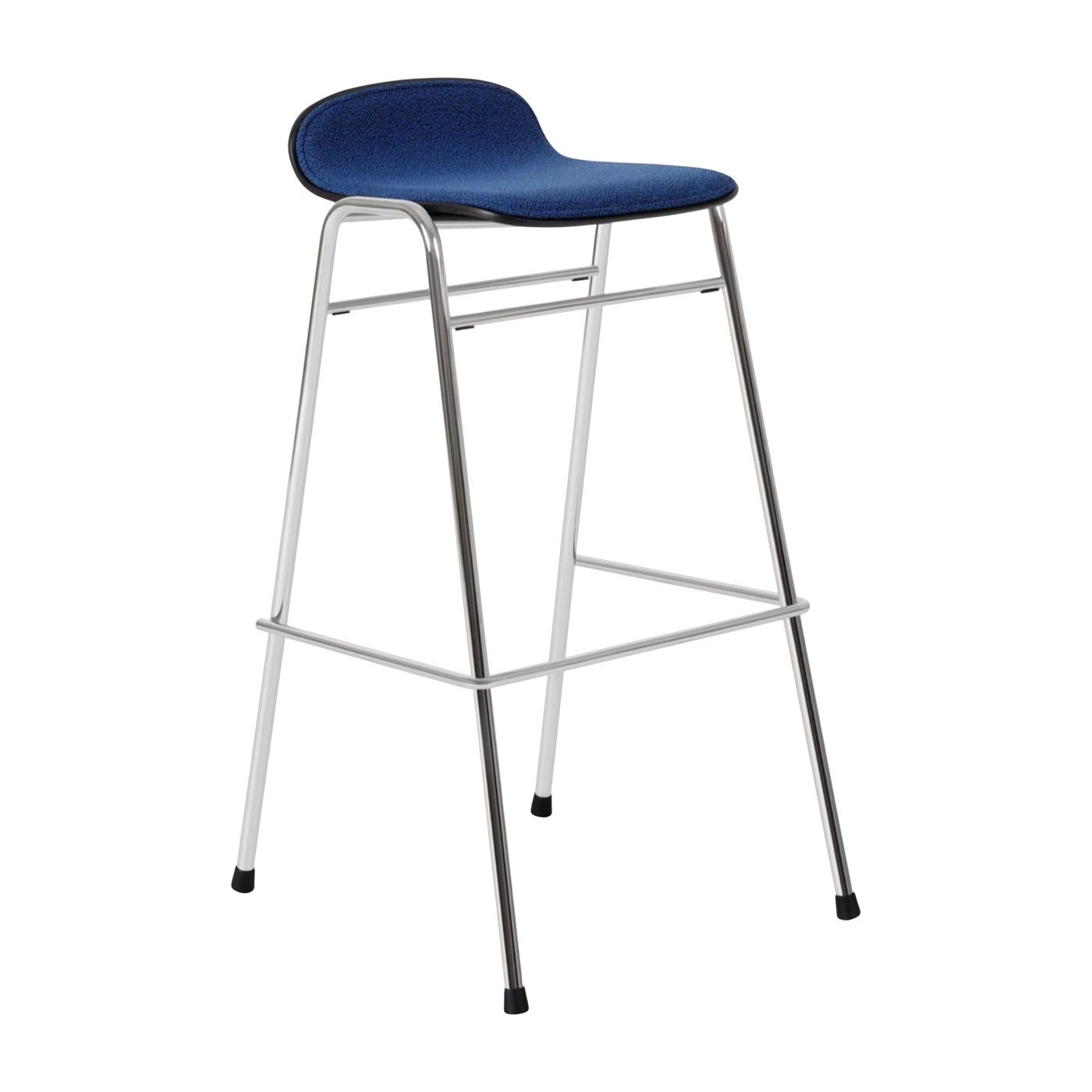 Touchwood Taburete de bar 75 cm en tela azul y marco plateado - Hem