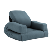Pouf fauteuil en coton petrol blue 65x78x40cm Mini Hippo - Karup Design