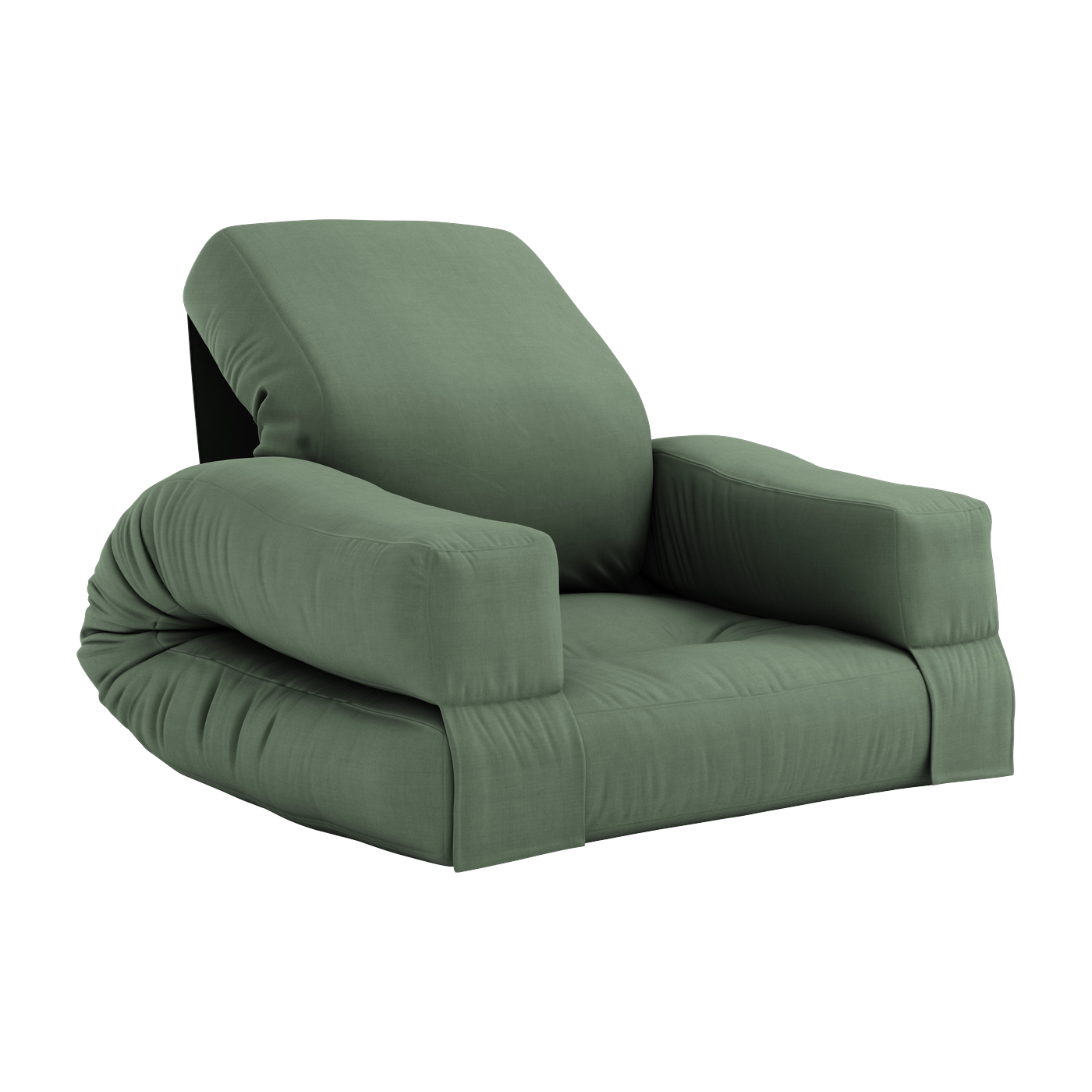 Pouf fauteuil en coton olive green 65x78x40cm Mini Hippo - Karup Design
