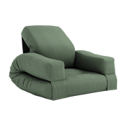 Pouf fauteuil en coton olive green 65x78x40cm Mini Hippo - Karup Design