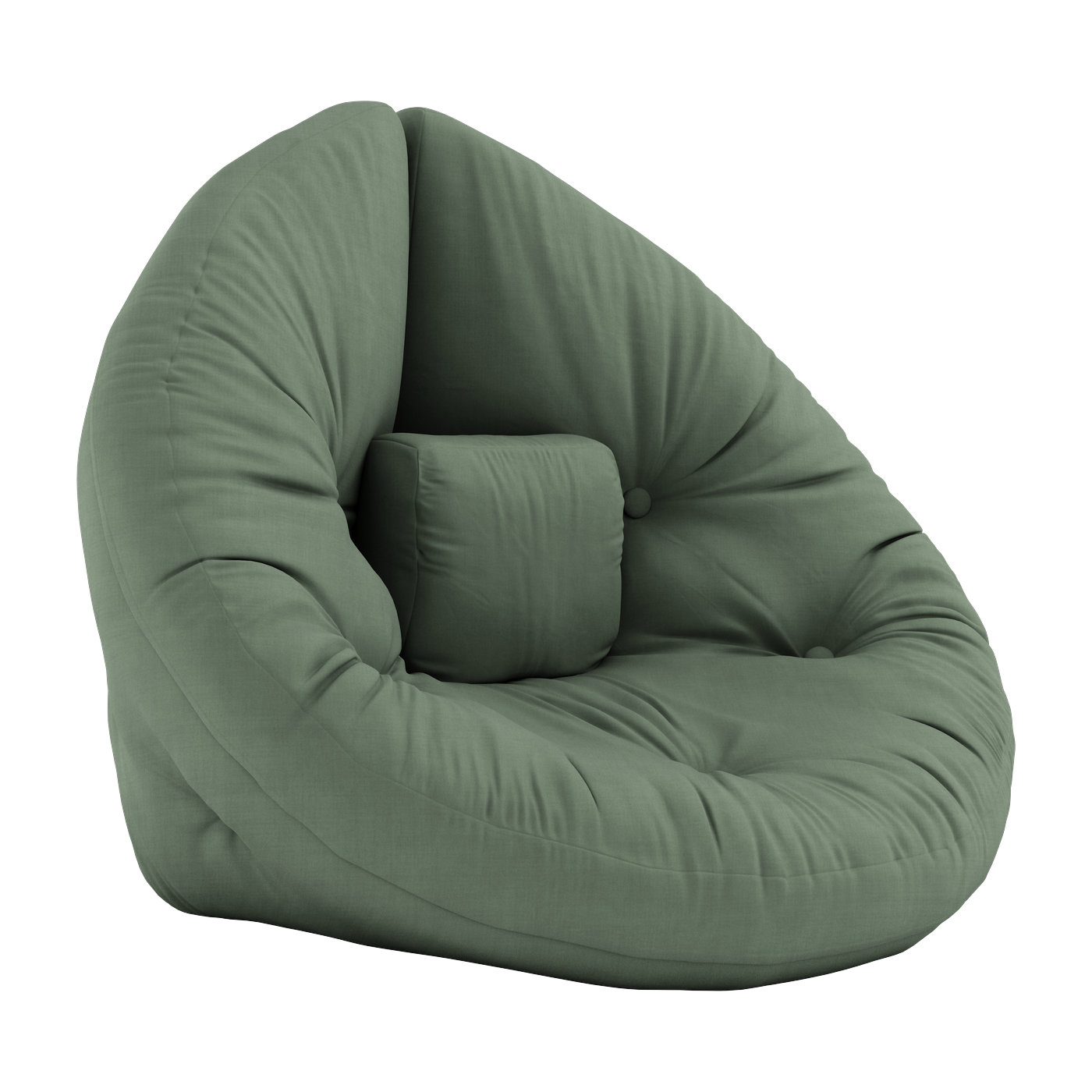 Pouf fauteuil en coton olive green 75x80x60cm Mini Nido - Karup Design