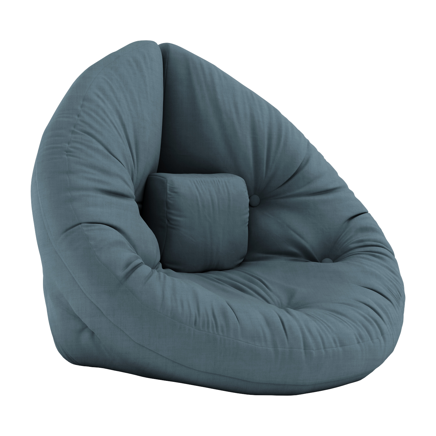 Pouf fauteuil en coton petrol blue 75x80x60cm Mini Nido - Karup Design