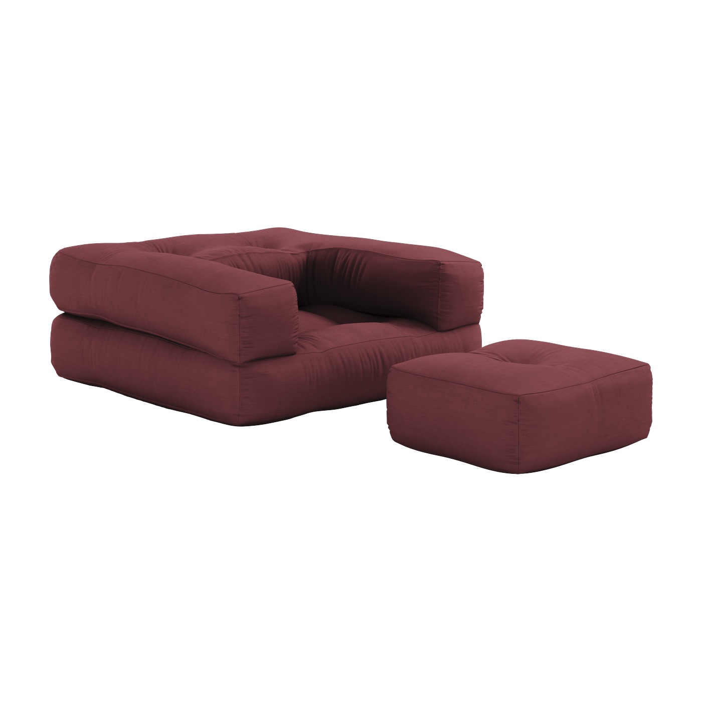 Pouf Sessel aus Baumwolle bordeaux 60x68x24cm Mini Cube - -. Karup Design
