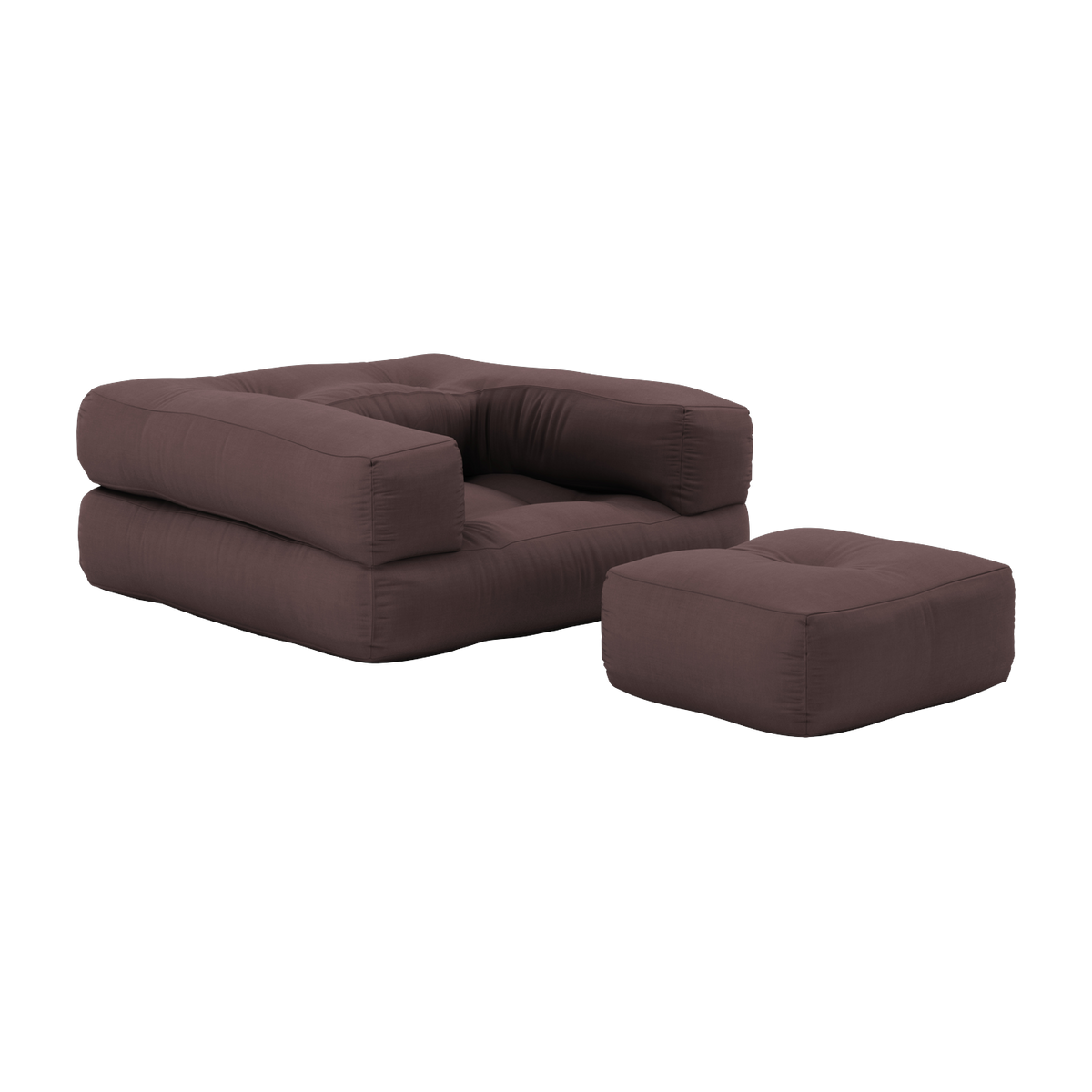 Pouf Sessel aus Baumwolle braun 60x68x24cm Mini Cube - -. Karup Design