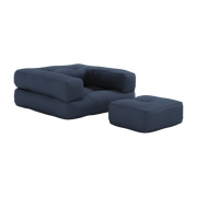 Pouf fauteuil en coton navy 60x68x24cm Mini Cube - Karup Design