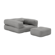Pouf fauteuil en coton grey 60x68x24cm Mini Cube - Karup Design