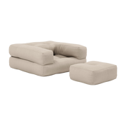 Mini Cube Sillón puf de algodón beige 60x68x24cm - Karup Design