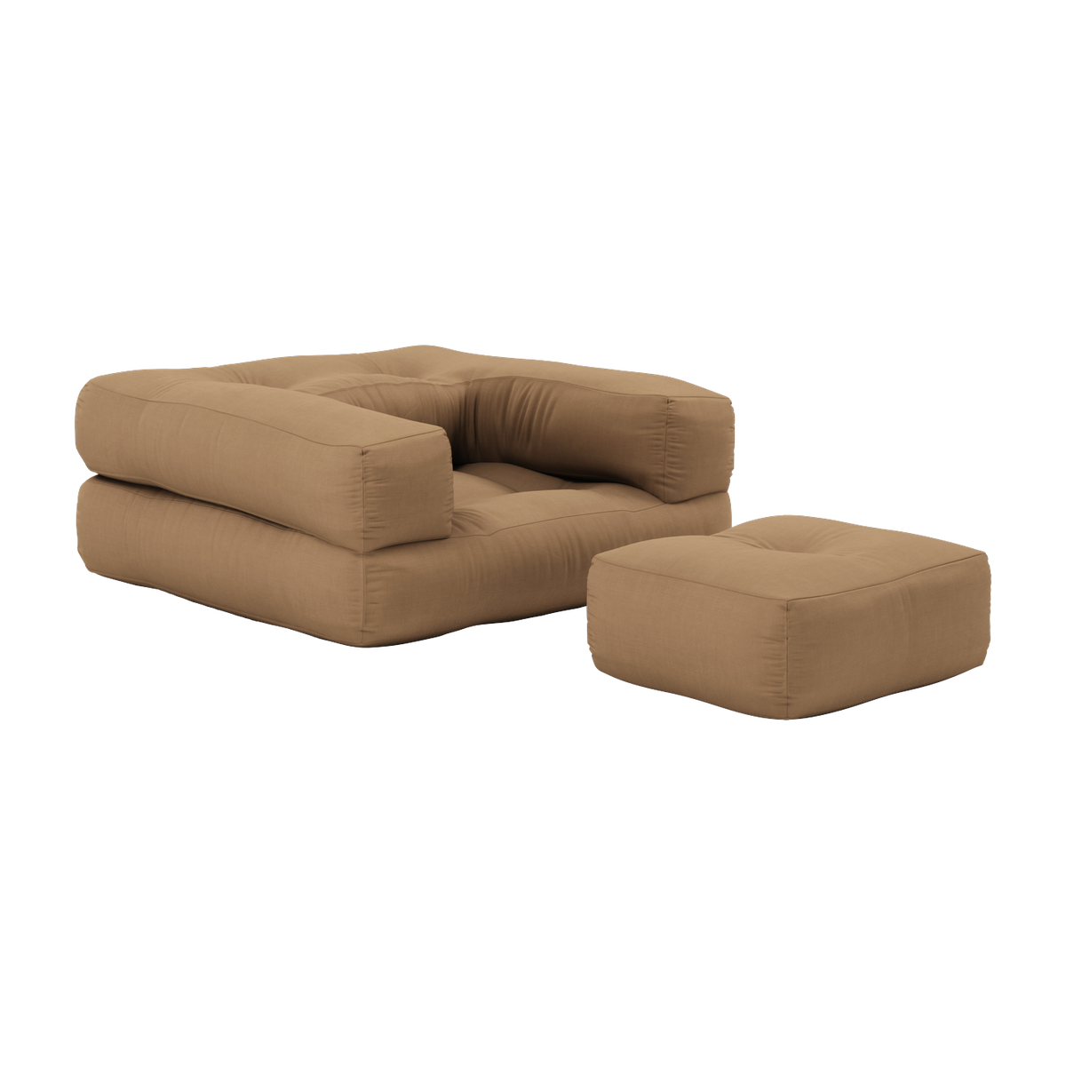 Pouf Sessel aus Baumwolle mocca 60x68x24cm Mini Cube - -. Karup Design