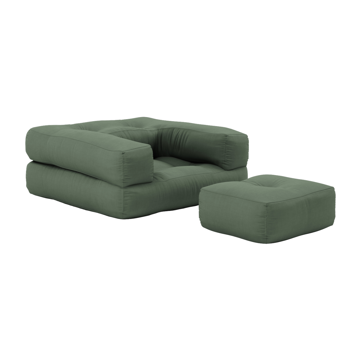 Pouf Sessel aus Baumwolle olive green 60x68x24cm Mini Cube - -. Karup Design