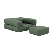 Mini Cube Poltrona pouf in cotone verde oliva 60x68x24cm - Karup Design