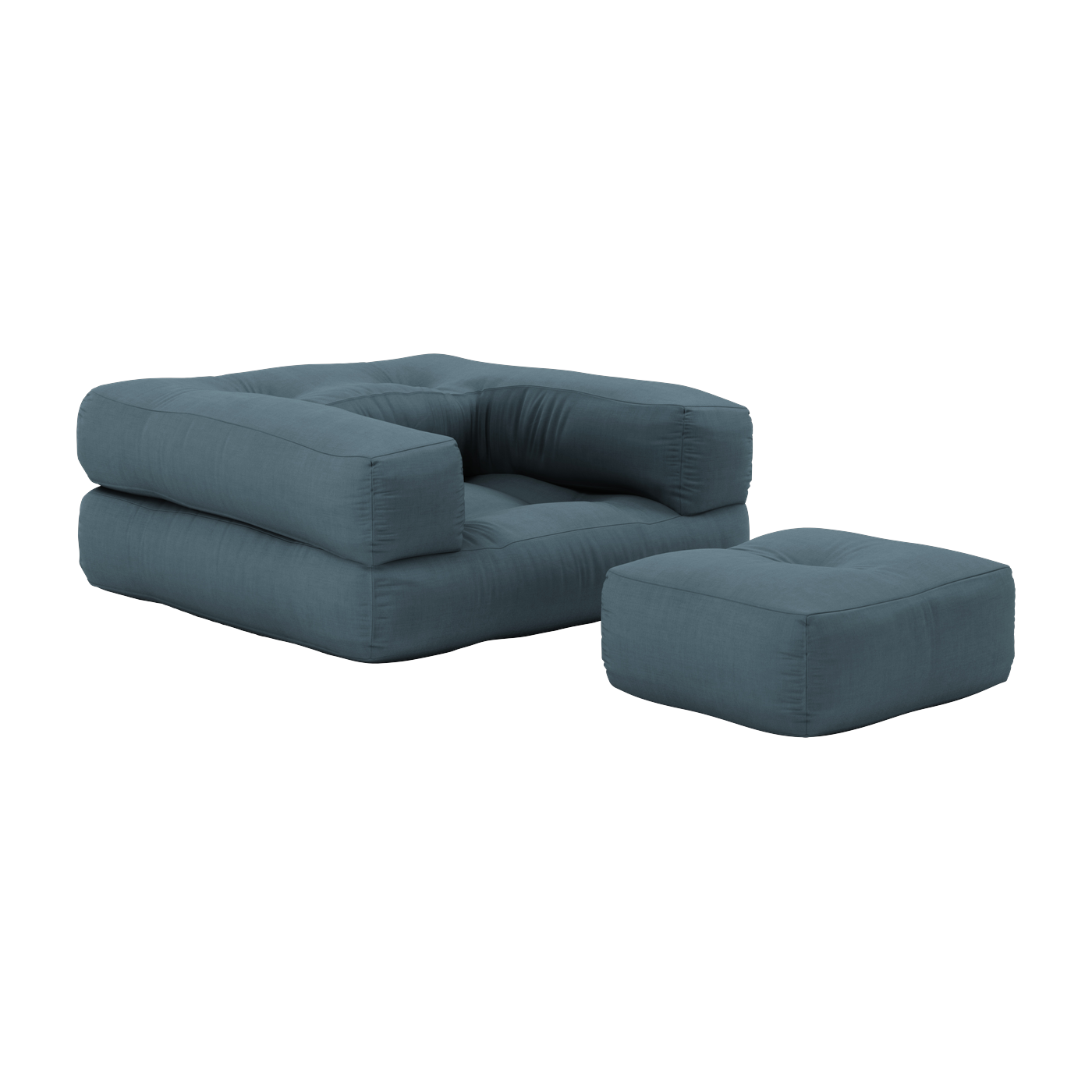 Pouf Sessel Baumwolle petrol blue 60x68x24cm Mini Cube - -. Karup Design