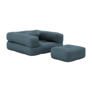 Pouf Sessel Baumwolle petrol blue 60x68x24cm Mini Cube - -. Karup Design