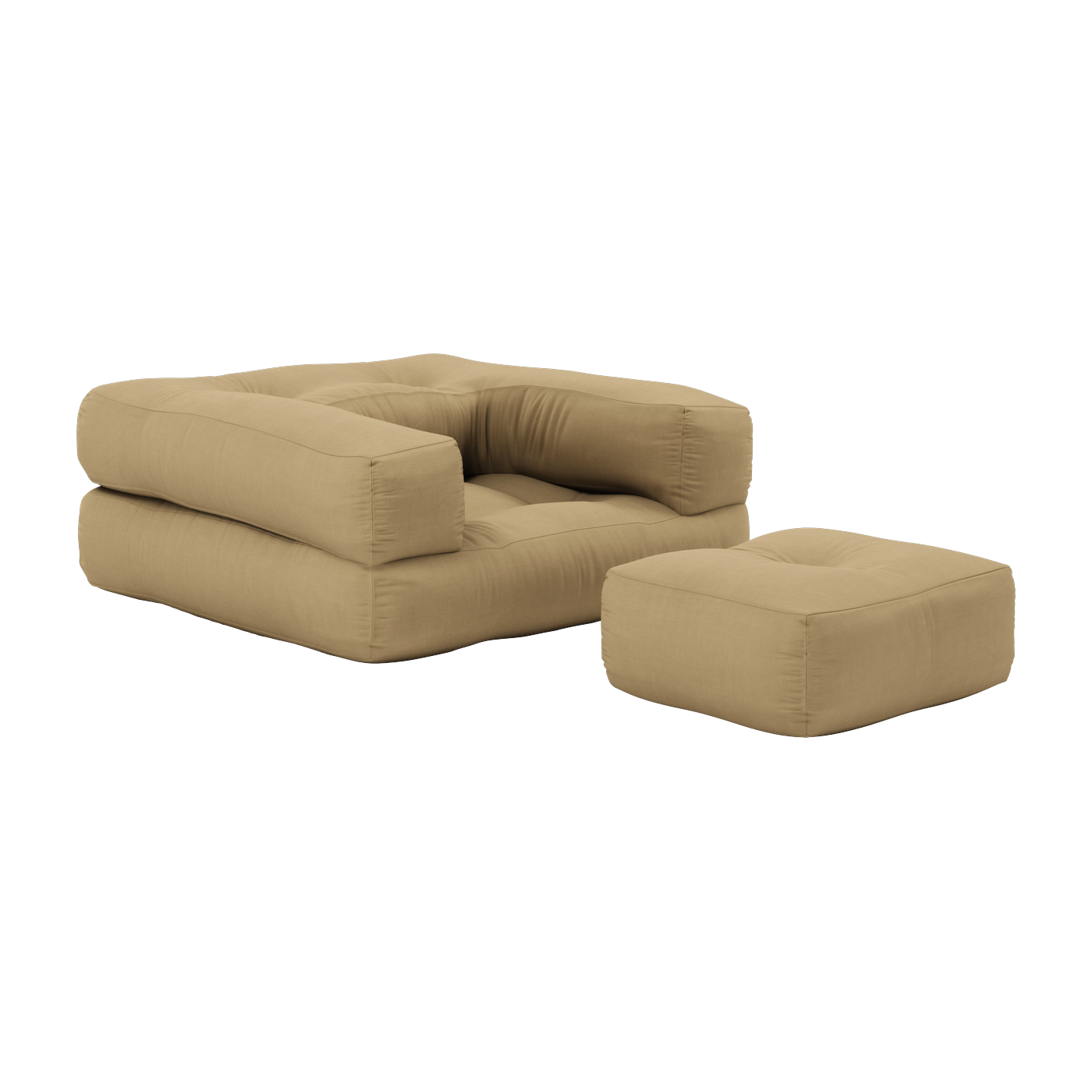 Pouf Sessel aus Baumwolle Wheat beige 60x68x24cm Mini Cube - -. Karup Design