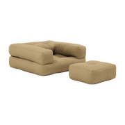 Pouf fauteuil en coton wheat beige 60x68x24cm Mini Cube - Karup Design