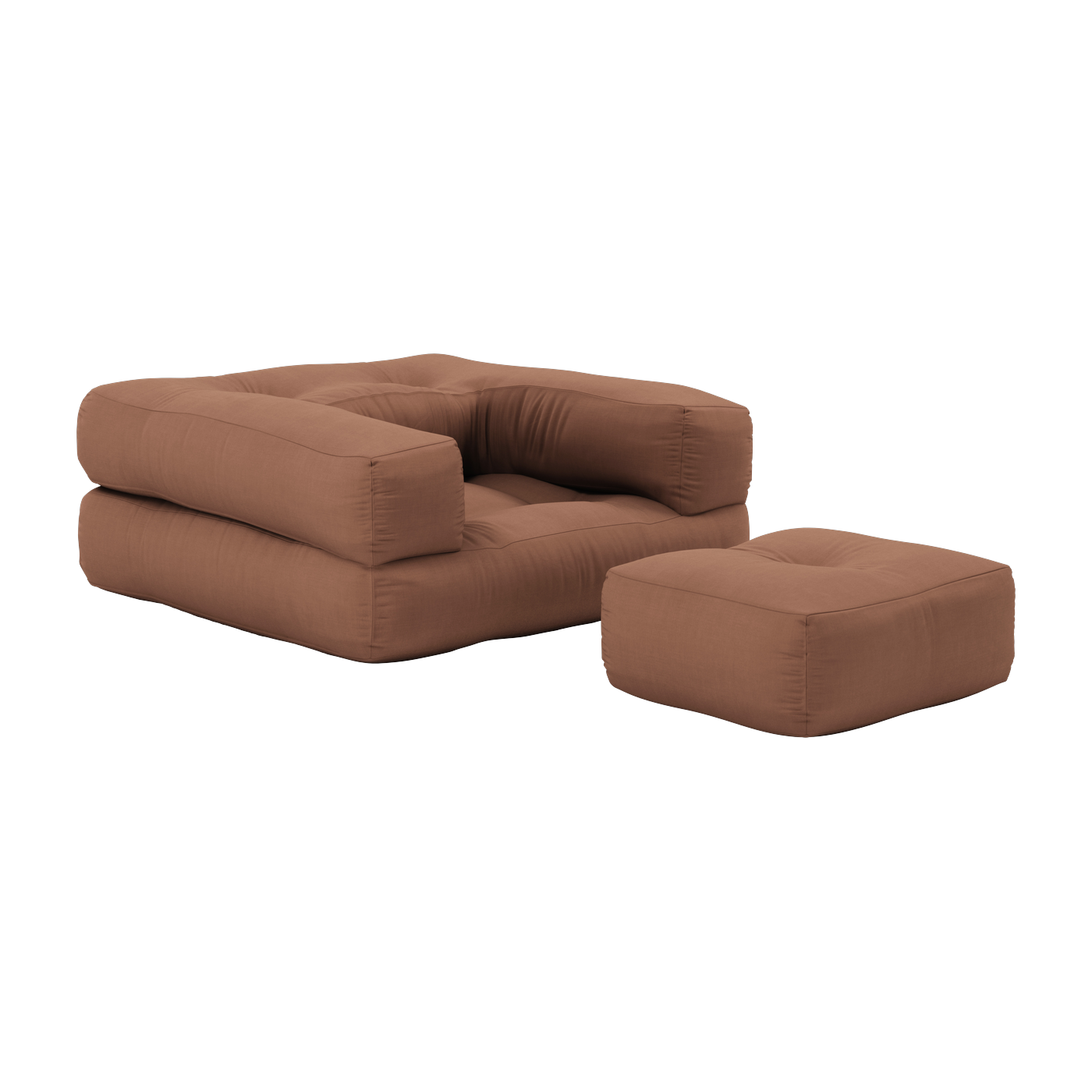 Pouf Sessel Baumwolle clay brown 60x68x24cm Mini Cube - - Karup Design