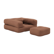 Pouf Sessel Baumwolle clay brown 60x68x24cm Mini Cube - - Karup Design