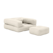 Pouf fauteuil en coton et lin 60x68x24cm Mini Cube - Karup Design