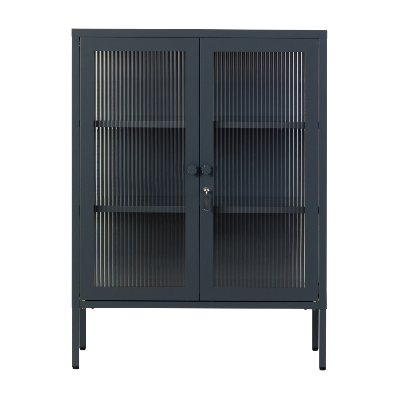 Mueble de acero gris pizarra y cristal estriado 74x40x100cm The Mixer - Mustard