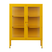 Cabinet en acier jaune moutarde et verre cannelé 74x40x100cm The Mixer - Mustard Made