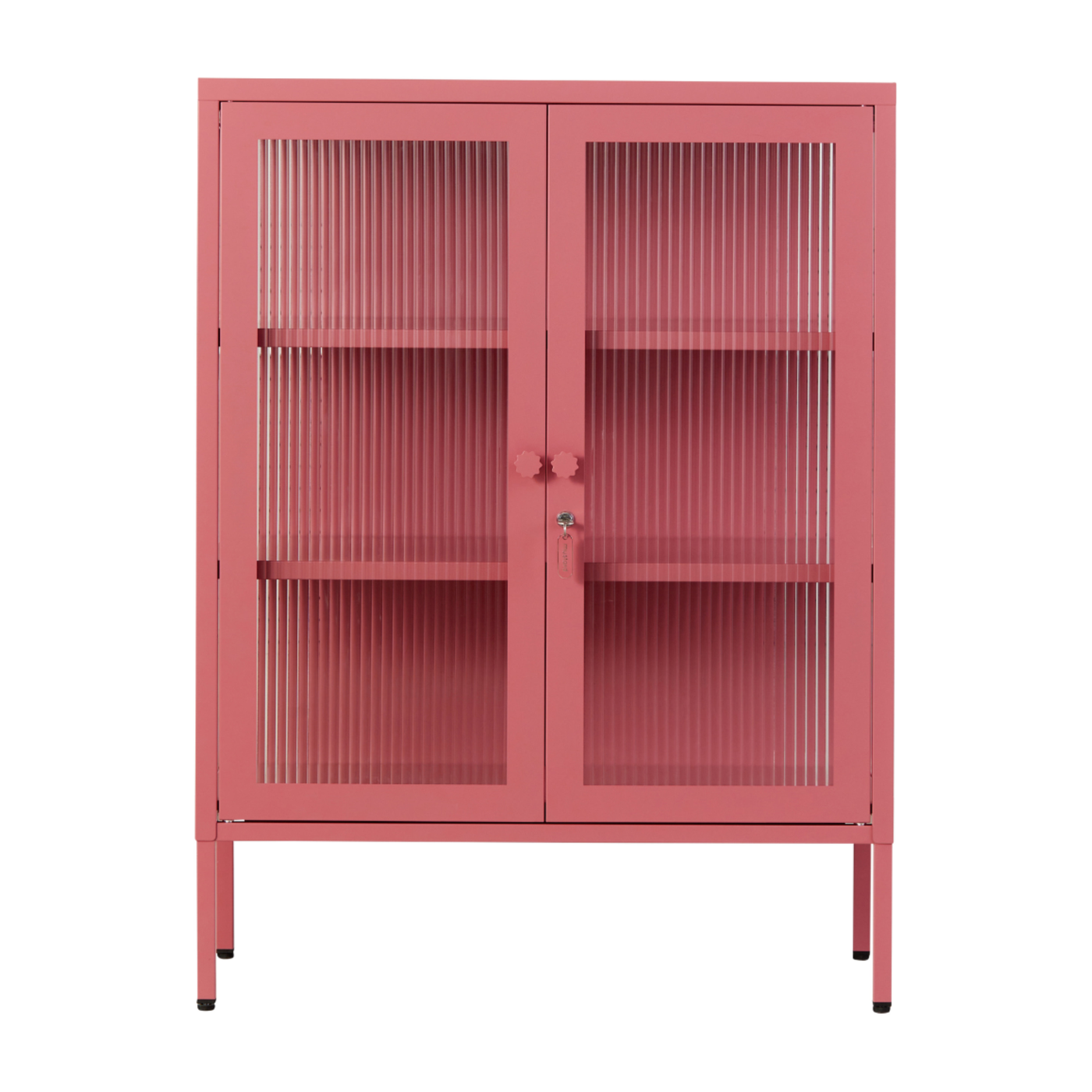 Mueble Bay de acero rosa y cristal estriado 74x40x100cm The Mixer - Mustard