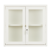 Armoire murale en acier blanc craie et verre cannelé 60x18x57cm The Kit - Mustard Made