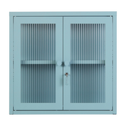 Armoire murale en acier bleu océan et verre cannelé 60x18x57cm The Kit - Mustard Made