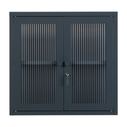 Slate grey steel and fluted glass wall cabinet 60x18x57cm The Kit - Mustard
