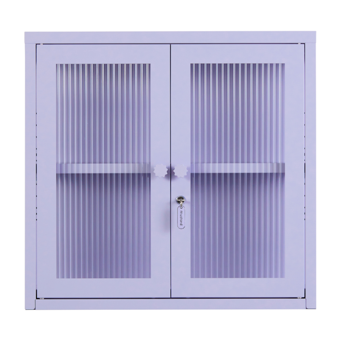 Wandschrank aus lilafarbenem Stahl und geriffeltem Glas 60x18x57cm The Kit - -. Mustard