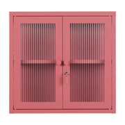 Armoire murale en acier rose baie et verre cannelé 60x18x57cm The Kit - Mustard Made