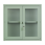 Wandschrank aus salbeigrünem Stahl und geriffeltem Glas 60x18x57cm The Kit - -. Mustard