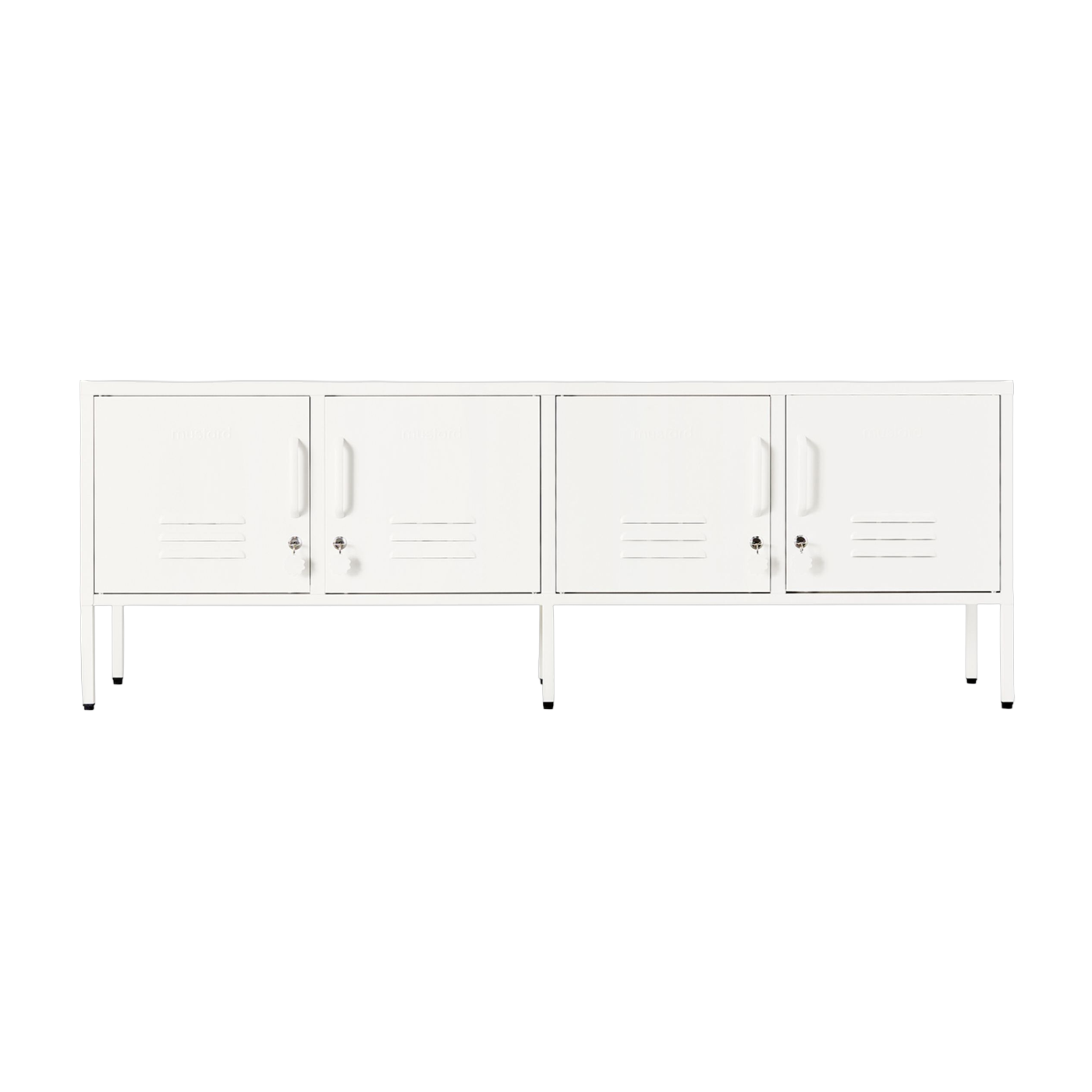 Chalk-white steel tv stand 162x40x57cm The Standard - Mustard